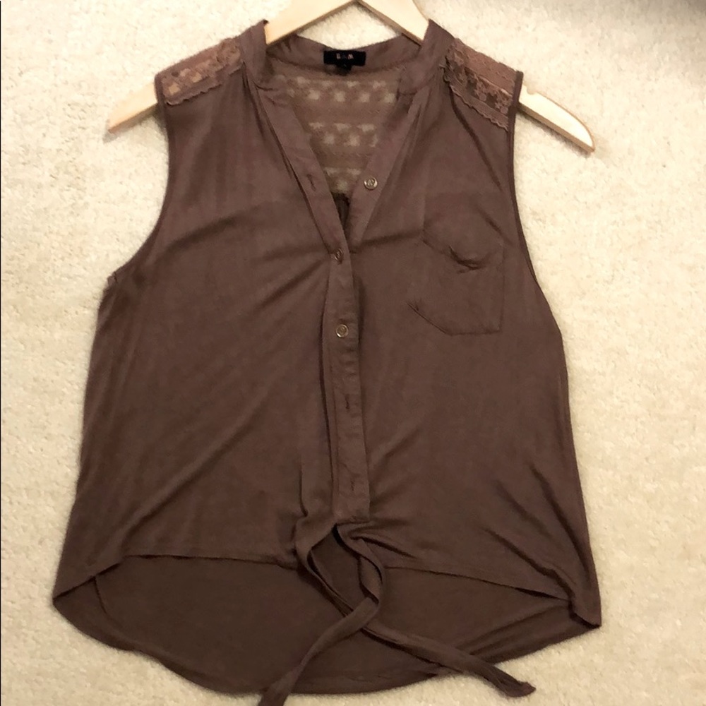 Brown front tie summer top
